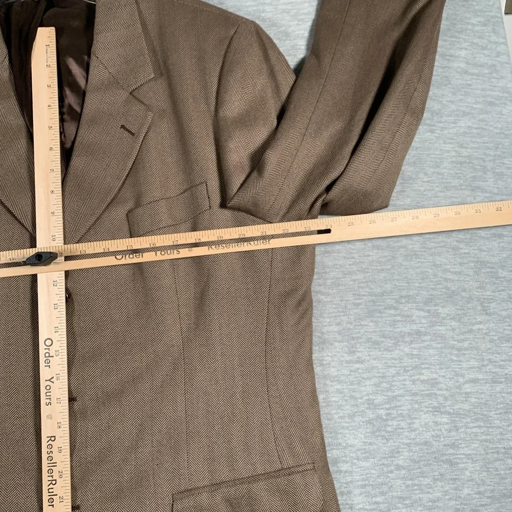 Banana‎ Republic Blazer Mens 46R Brown Herringbone Cotton Wool Sport Coat Italy